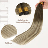 Bleach Blonde Balayage (3/8/613) I-Tip Hair Extensions 50g