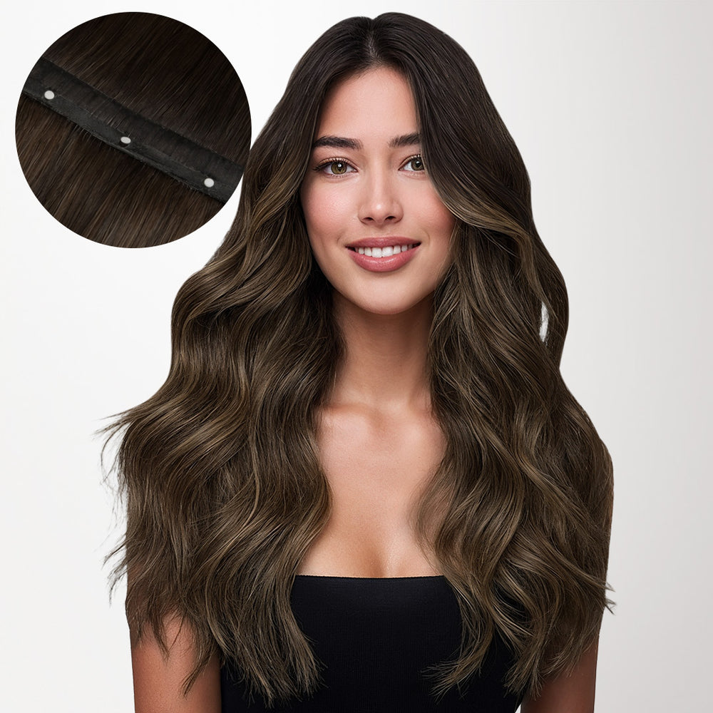 DUNKELBRAUN BALAYAGE (2/6/2) Einnähende Haarverlängerungen