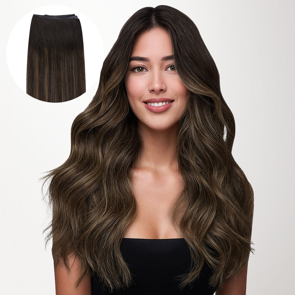 Dark Brown Balayage (2/6/2) Butterfly Weft Hair Extensions (100g-150g)