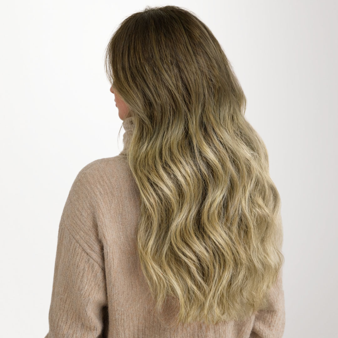 Bleach Blonde Balayage (3/8/613) Butterfly Weft Hair Extensions (100g-160g)-100% Remy Human Hair.