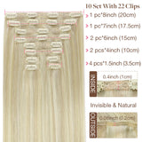 GOO GOO Double Drawn Clip in Hair Extensions 160g