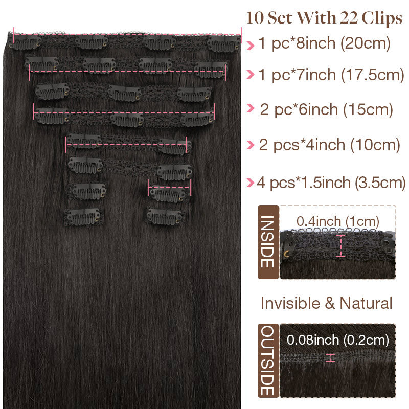 Natural Black (1B) Double Drawn Clip in 160g [Clearance] – 100% Remy Human Hair by GOO GOO Hair.