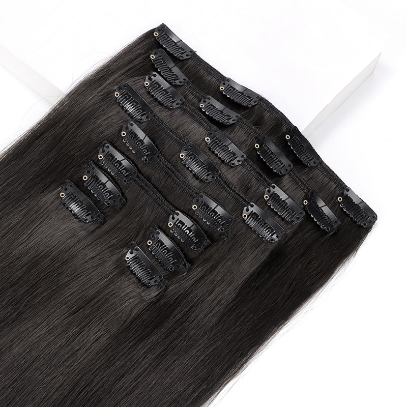 Natural Black (1B) Double Drawn Clip in 160g [Clearance] – 100% Remy Human Hair by GOO GOO Hair.