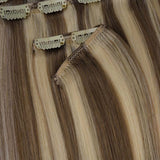 BALAYAGE RUBIO MIEL (4/26/4) Extensiones de cabello con trama cosida