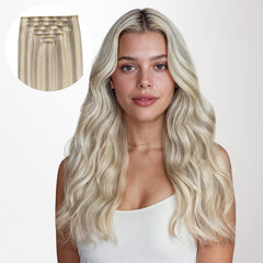 Ash Blonde Highlights (17A/60A) Full Classic Clip-Ins (160g-220g)_100% Remy Human Hair.