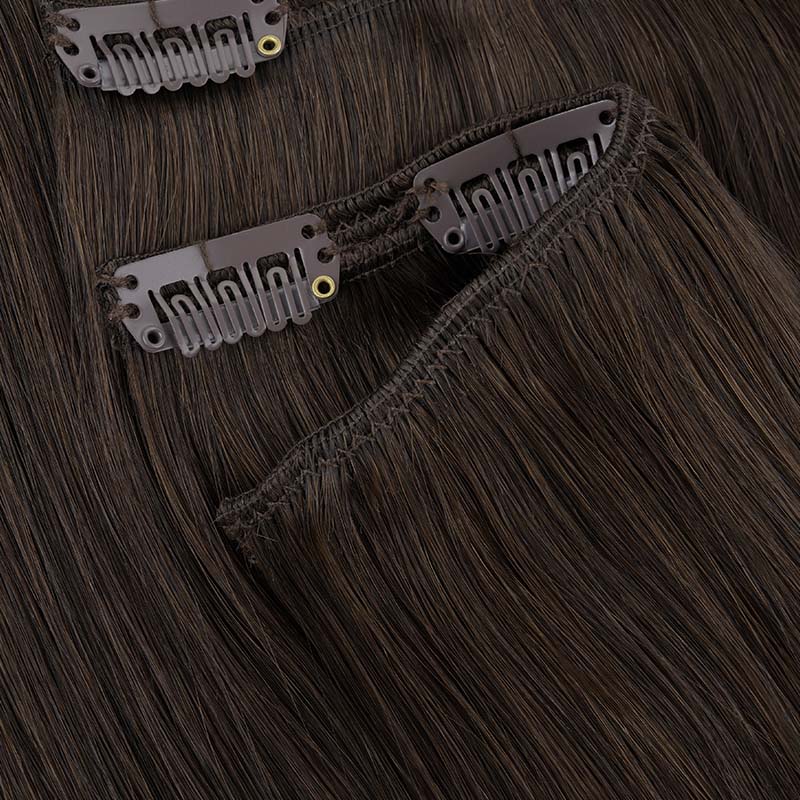 Dark Brown (2) Full Classic Clip-Ins (160g-220g) – 100% Remy Human Hair by GOO GOO Hair.