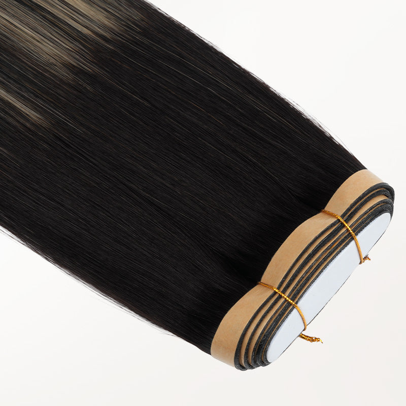  Brown Sugar Swirl Highlights (2C/4E/6C) Genius Tape Weft Hair Extensions 60g_100% Remy Human Hair extensions and accessories.