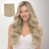 Ash Blonde Highlights (17A/60A) Genius Tape Weft Hair Extensions 60g-100% Remy Human Hair.