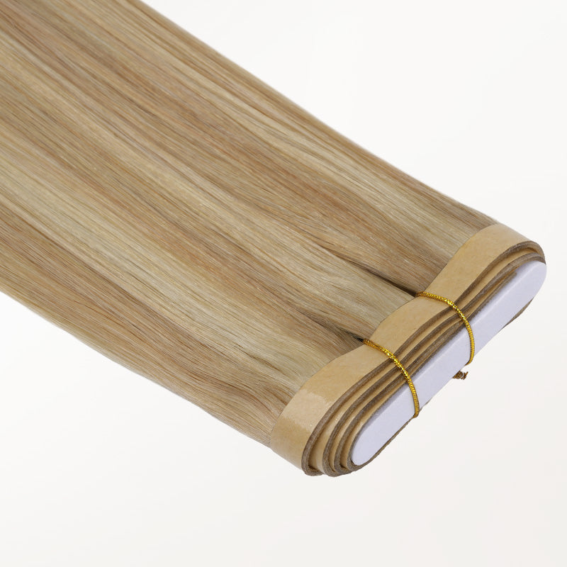 Dirty Blonde Highlights (18D/22F) Genius Tape Weft Hair Extensions 60g-100% Remy Human Hair.