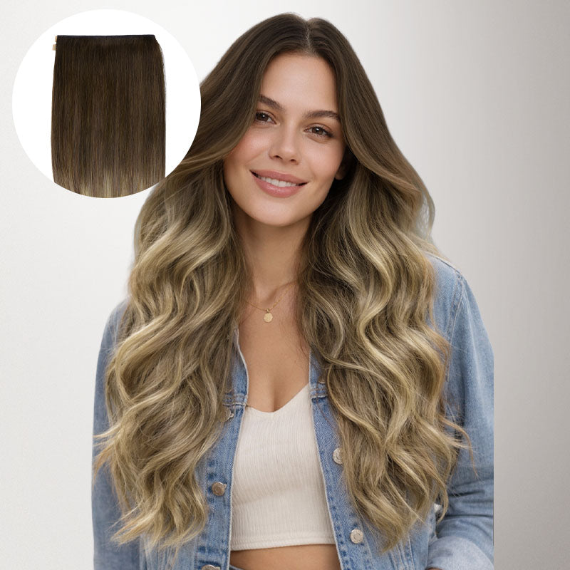 Bleach Blonde Balayage (3/8/613) Genius Tape Weft Hair Extensions 60g-100% Remy Human Hair.