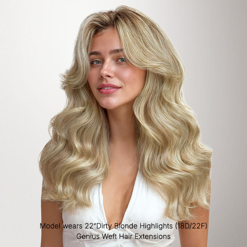 Dirty Blonde Highlights (18D/22F) Genius Tape Weft Hair Extensions 60g-100% Remy Human Hair.