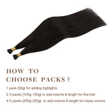 Extensiones de cabello con punta en I color NEGRO NATURAL (1B)