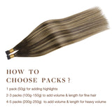 BALAYAGE RUBIO CARAMELO (4/27/4) Extensiones de cabello con punta en I