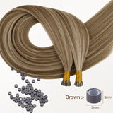  Golden Blonde Highlights (8B/60B) I-Tip Hair Extensions 50g-100% Remy Human Hair.