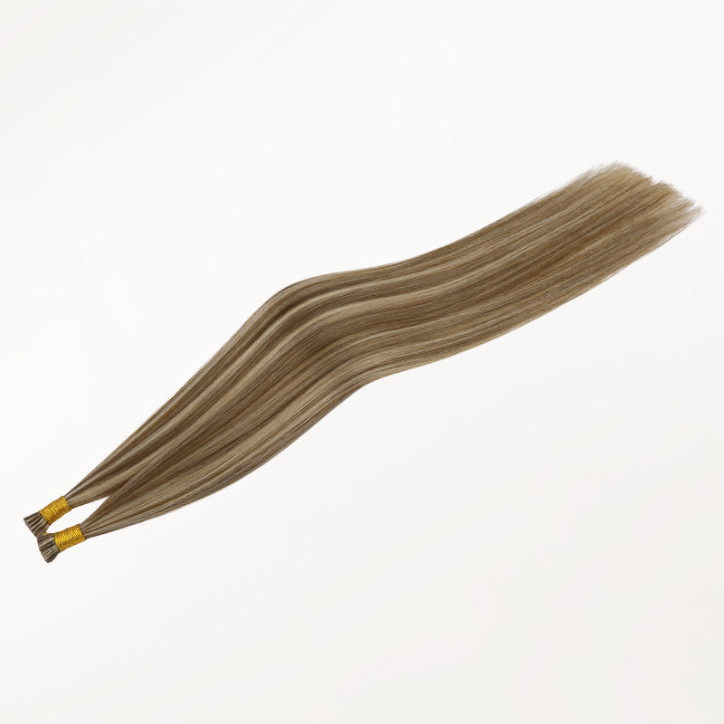  Golden Blonde Highlights (8B/60B) I-Tip Hair Extensions 50g-100% Remy Human Hair.
