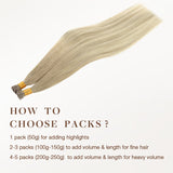 Extensiones de cabello con punta en I de color negro a rubio claro (1B/16/1B)