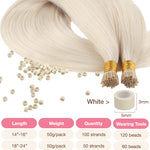 Pure Platinum Blonde (1000) I-Tip Hair Extensions 50g – 100% Remy Human Hair by GOO GOO Hair.