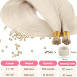 Pure Platinum Blonde (1000) I-Tip Hair Extensions 50g – 100% Remy Human Hair by GOO GOO Hair.