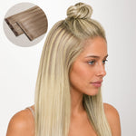 Platinum Blonde Balayage (17/22/60) Invisi Edge Seamless Clip-Ins (130g-170g)-100% Remy Human Hair extensions and accessories.