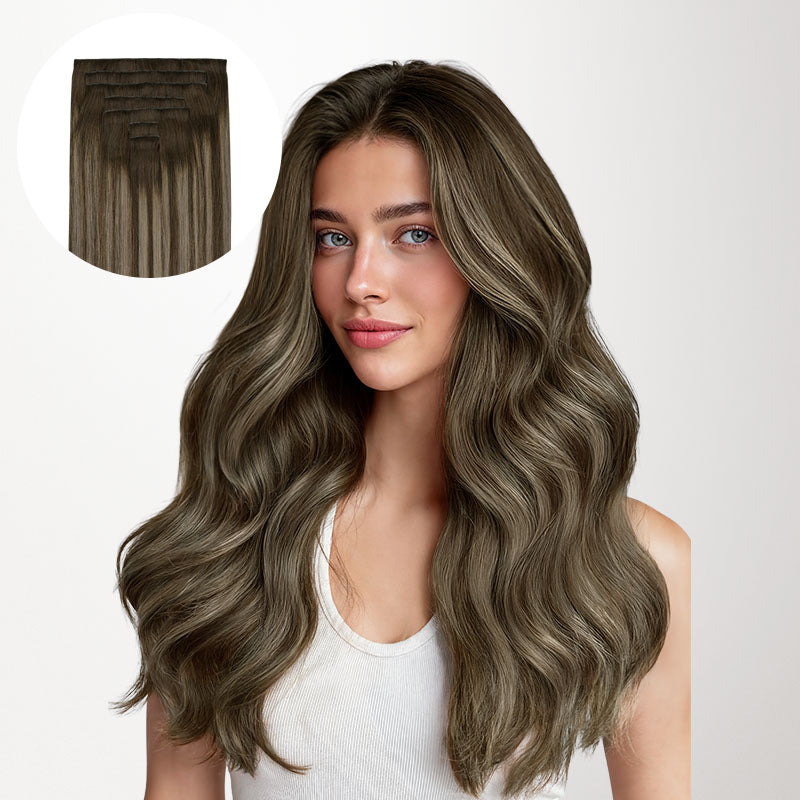 Honey Blonde Balayage (4/26/4) Invisi Edge Seamless Clip-Ins (140g-160g)-100% Remy Human Hair.