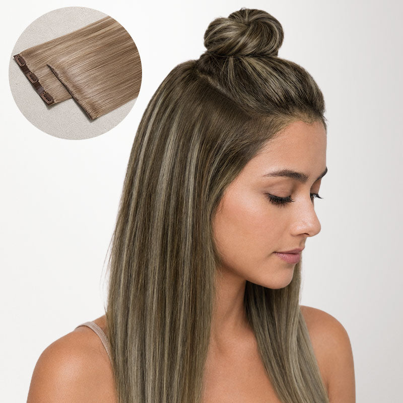 Honey Blonde Balayage (4/26/4) Invisi Edge Seamless Clip-Ins (130g-170g)-100% Remy Human Hair extensions and accessories.
