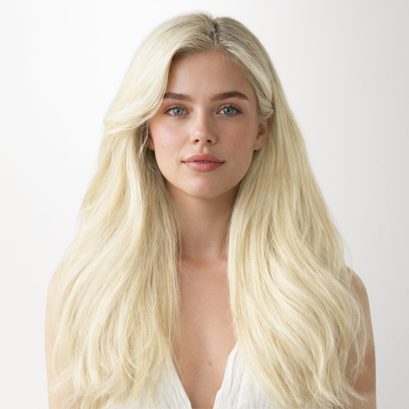 Platinum Blonde (60A) Invisi Edge Seamless Clip-Ins (140g-160g)-100% Remy Human Hair.