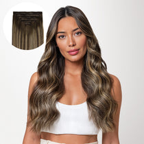 Caramel Blonde Balayage (4/27/4) Invisi Edge Seamless Clip-Ins (140g-160g) _100% Remy Human Hair.