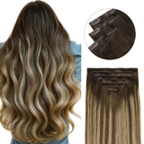 BALAYAGE RUBIO CARAMELO (4/27/4) Extensiones de cabello con trama cosida