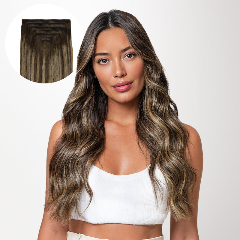 Caramel Blonde Balayage (4/27/4) Invisi Edge Seamless Clip-Ins (140g-160g)