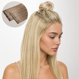 Dark Blonde Highlighted Bleach Blonde (18A/613A) Invisi Edge Seamless Clip-Ins (130g-170g)-100% Remy Human Hair extensions and accessories.