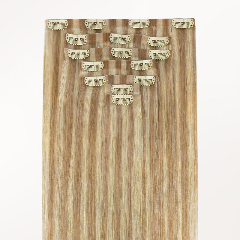  Natural Blonde Balayage (18ET90A) Invisi Edge Seamless Clip-Ins (140g-160g)-100% Remy Human Hair.