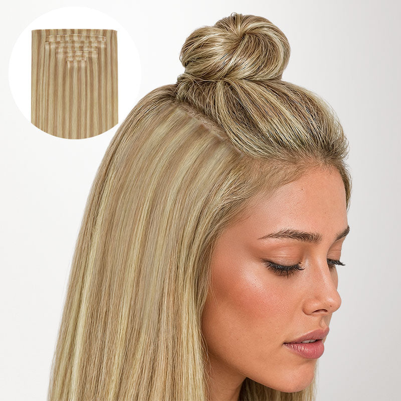 Natural Blonde Balayage (18ET90A) Invisi Edge Seamless Clip-Ins (140g-160g)-100% Remy Human Hair.