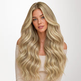  Natural Blonde Balayage (18ET90A) Invisi Edge Seamless Clip-Ins (140g-160g)-100% Remy Human Hair.