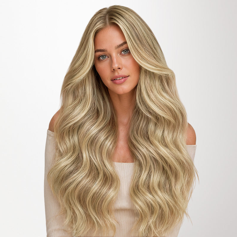 Natural Blonde Balayage (18ET90A) Invisi Edge Seamless Clip-Ins (140g-160g)-100% Remy Human Hair.
