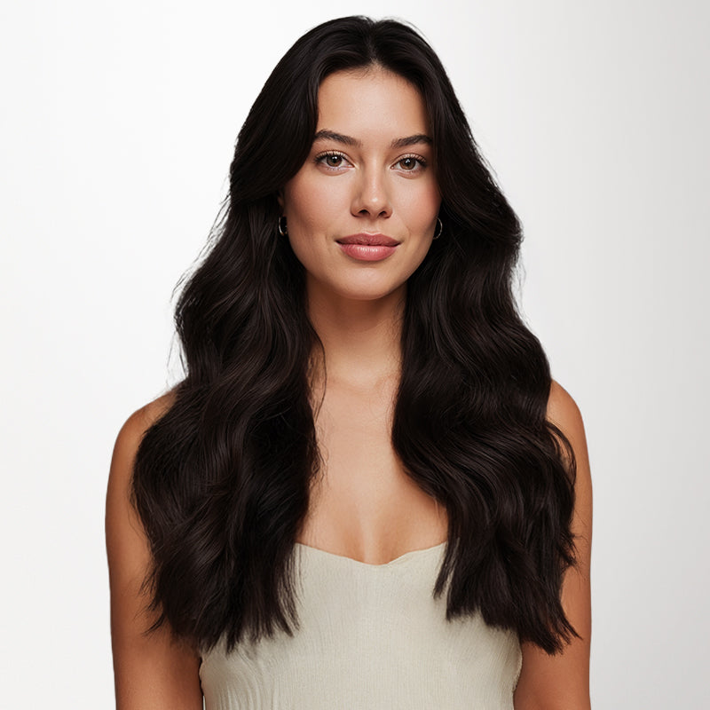 Dark Brown (2) Invisi Edge Seamless Clip-Ins (140g-160g)-100% Remy Human Hair.