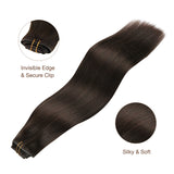 Extensiones de cabello de trama cosida color marrón oscuro (2)