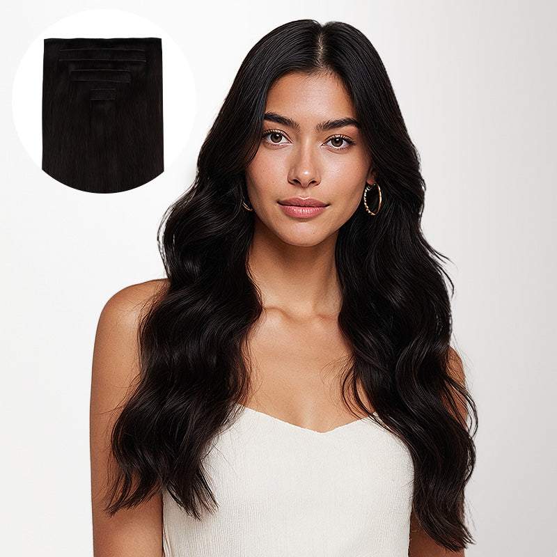 Jet Black (1) Invisi Edge Seamless Clip-Ins (140g-160g)