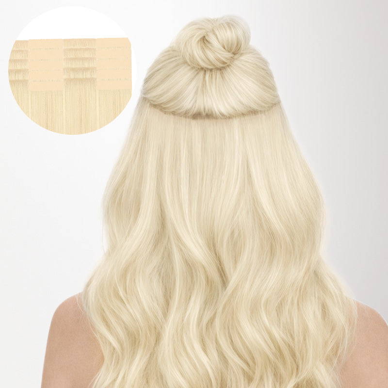  Platinum Blonde Balayage (17/22/60) Invisi Edge Tape-Ins 50g-100% Remy Human Hair.