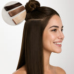 Chocolate Brown (4A) Invisi Edge Tape-Ins 50g-100% Remy Human Hair extensions and accessories.
