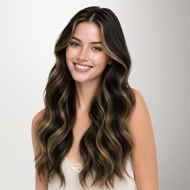  Natural Black Balayage (1B/6/1B) Invisi Edge Tape-Ins 50g-100% Remy Human Hair.