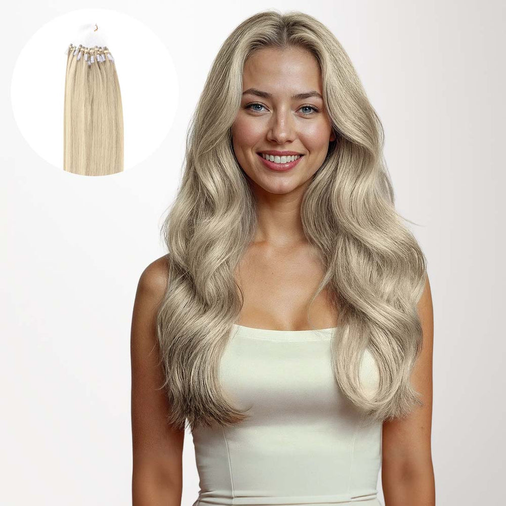 Ash Blonde Highlights (17A/60A) Micro Link Tip Hair Extensions