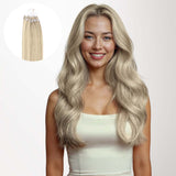 Ash Blonde Highlights (17A/60A) Micro Link Tip Hair Extensions – 100% Remy Human Hair by GOO GOO Hair.