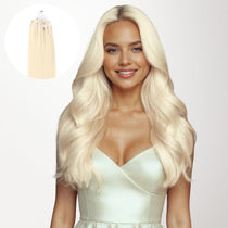 Platinum Blonde (60A) Micro Link Tip Hair Extensions – 100% Remy Human Hair by GOO GOO Hair.