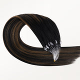  Natural Black Balayage (1B/6/1B) Micro Link Tip Hair Extensions-100% Remy Human Hair.