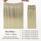 Platinblond Balayage (17/22/60) Profi-Haarverlängerung mit Draht