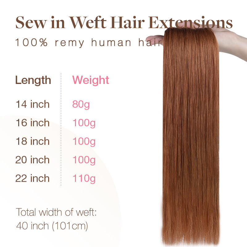Cinnamon Terra Copper (330) Sew-In Weft Hair Extensions (80g-110g) [Clearance]_100% Remy Human Hair.