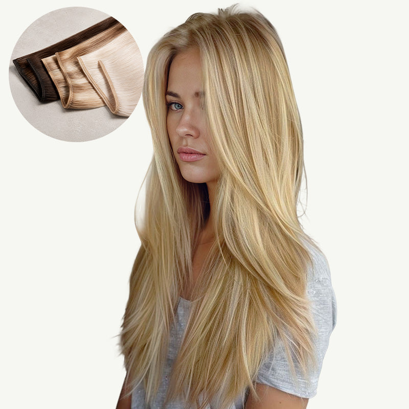 Dirty Blonde Highlights (18D/22F) Sew-In Weft Hair Extensions (80g-120g)-100% Remy Human Hair extensions and accessories.