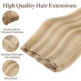 Extensiones de cabello con trama cosida RUBIO PLATINO (60A)