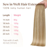 PLATINBLOND (60A) Einnähbare Haarverlängerungen