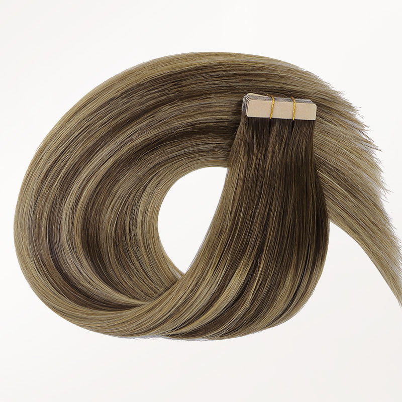 Caramel Blonde Balayage (4/27/4) Tape-Ins 50g – 100% Remy Human Hair by GOO GOO Hair.